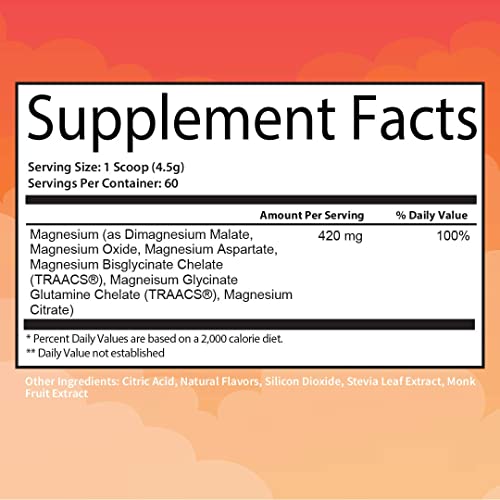 Magnesium Complex Powder by GoBiotix | High Absorption Magnesium Supplement Drink for Sleep Support, Stress Relief, Muscle Relaxation & Recovery | Vegan + Sugar-Free + Non-GMO. Peach Tea, 60 Servings