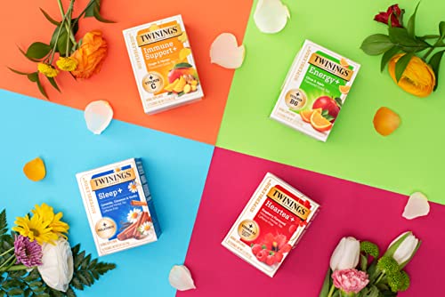 Twinings Superblends Heartea + Vitamin B1, Raspberry Flavoured Hibiscus Herbal Tea, Caffeine-Free, 16 Tea Bags (Pack of 6)