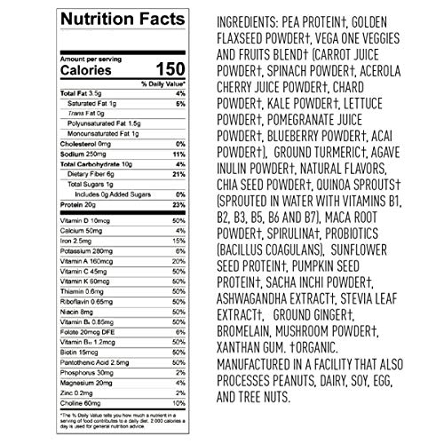 Vega One Organic Botanical Blends, Turmeric Coconut with Ashwangandha, Plant Based Protein Powder with Adaptogens- Vegan Certified, Vegetarian, Gluten Free, Dairy Free, Non GMO (10 Servings, 13.08 Oz)