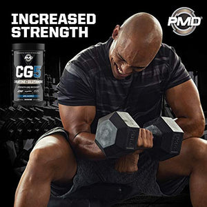 PMD Sports CG5 - Premium Creatine and L-Glutamine Powder (60 Servings) & PMD Sports BCAA Stim Free Amino Acids for Enhanced Recovery – Blue Razz (30 Servings)