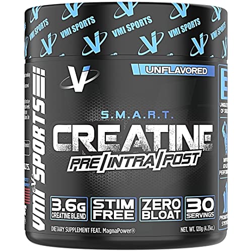 VMI Sports | S.M.A.R.T. Creatine | Creatine Powder Supplement | Boost Muscle Strength, Stamina, Recovery, and Energy | Ideal for Pre- or Post-Workout Drinks | Sugar Free (Unflavored, 30 Servings)