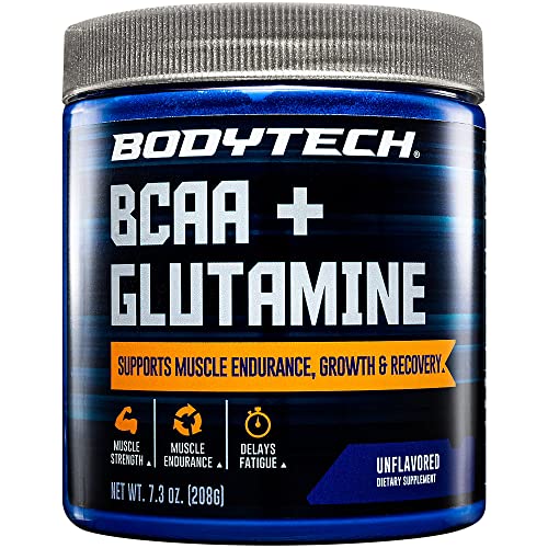 BodyTech BCAA Glutamine Supports Muscle Endurance, Growth Recovery with Essential Amino Acids (7.2 Ounce Powder)