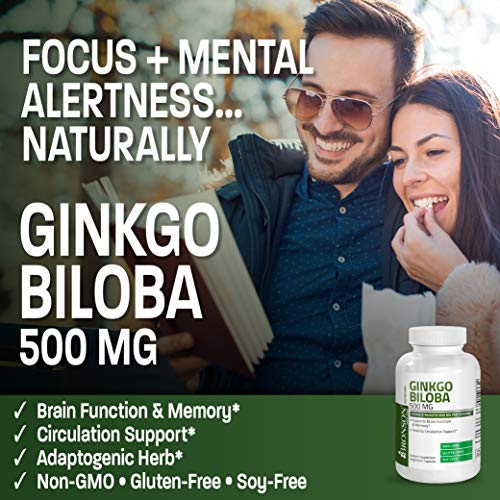 Bronson Ginkgo Biloba 500 mg Extra Strength 500 mg per Serving - Supports Brain Function & Memory Support, 120 Vegetarian Capsules