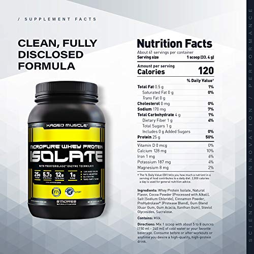 Whey Protein Powder, Kaged Muscle 100% Whey Protein Isolate Powder for Post Workout Recovery & Muscle-Building, Whey Isolate Protein Powder, Amazing Taste, Made with Natural Flavors, S'Mores, 3lbs