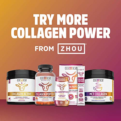 Zhou Collagen Peptides Hydrolyzed Protein Powder – Grass Fed, Pasture Raised, Unflavored, Hormone-Free, Non-GMO,18 Ounce