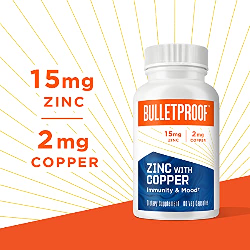 Bulletproof Zinc with Copper Capsules, 120 Count, Minerals and Antioxidant Supplement for Immunity and Mood