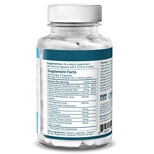 Resolution12 Anxiety Daily Support - Herbal Supplements with Ashwagandha, Passionflower, GABA, L-Tryptophan, L-Theanine, Vitamin B Complex - Helps Balance Mood, Promotes Sharper Memory - 90 Capsules
