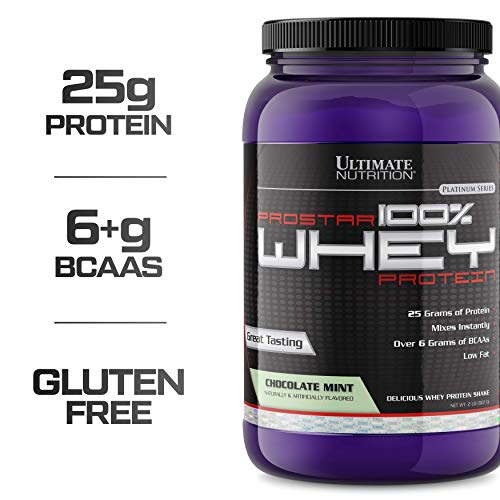 Ultimate Nutrition Prostar Whey Protein Powder Blend of Whey Concentrate Isolate and Peptides – Low Carb, Keto Friendly, 25 Grams of Protein - 30 Servings, Chocolate Mint, 2 Pounds