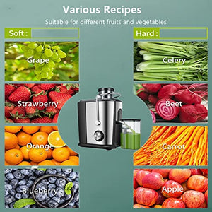 Juicer Centrifugal Juicer Machine for Fruit, Vegetables, 3" Wide Mouth, Updated Motor, Non-slip Design, Silver
