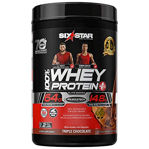 Whey Protein Powder | Six Star Whey Protein Plus | Whey Protein Isolate & Peptides | Lean Protein Powder for Muscle Gain | Muscle Builder for Men & Women | Chocolate, 2 lbs (Package May Vary)