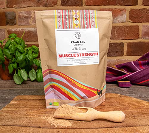 Qhali Kay Organics Muscle Strength 12 oz - Organic Quinoa, Maca, Cacao, Lucuma, and Sacha Inchi - USDA Organic Superfood Powder - Natural Vegan Meal Supplement - No Added Sugar