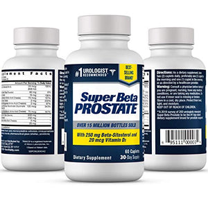 Super Beta Prostate – Over 15 Million Bottles Sold – Urologist Recommended Prostate Supplement for Men - Reduce Bathroom Trips Night, Promote Sleep & Bladder Emptying, Beta Sitosterol (60ct, 1 Bottle)