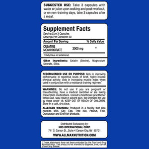 ALLMAX Nutrition Creatine 3000, 3,000 mg, 150 Capsules