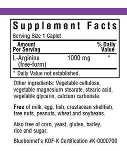 Bluebonnet LArginine 1000 Mg Vitamin Capsules, 100 Count