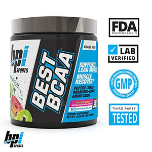 BPI Sports Best BCAA - BCAA Powder - Branched Chain Amino Acids - Muscle Recovery - Muscle Protein Synthesis - Lean Muscle - Improved Performance – Hydration – Sour Candy - 30 Servings - 10.58 oz.