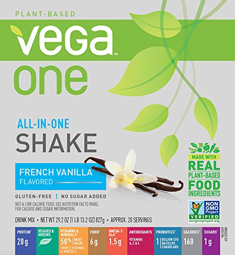 Vega One All in One Nutritional Shake French Vanilla - Plant Based Vegan Protein Powder, Non Dairy, Gluten Free, Non GMO, 29.2 Ounce (Pack of 1)