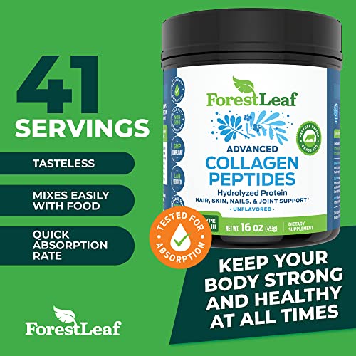 Advanced Hydrolyzed Collagen Peptides - Unflavored Protein Powder - Mixes Into Drinks and Food - Pasture Raised, Grass Fed - for Paleo and Keto; Joints and Bones - 41 Servings Collegen