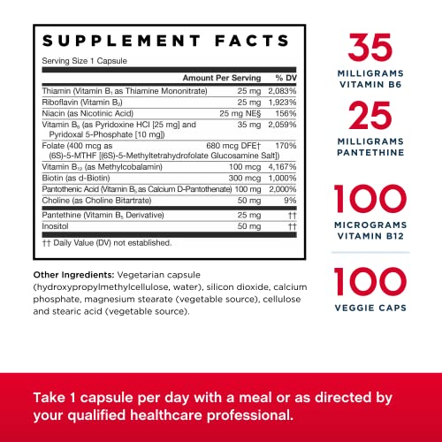 Jarrow Formulas B-Right - 100 Veggie Caps - Low-Odor Vitamin B-Complex Formula - Energy & Metabolism Support - Promotes Brain, Heart & Cardiovascular Health - 100 Servings