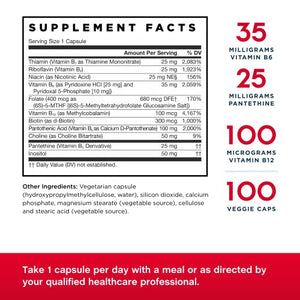Jarrow Formulas B-Right - 100 Veggie Caps - Low-Odor Vitamin B-Complex Formula - Energy & Metabolism Support - Promotes Brain, Heart & Cardiovascular Health - 100 Servings