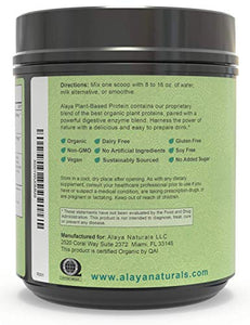 Alaya Naturals Organic Plant Based Protein Powder - Vegan Protein Powder with Pea Protein, Hemp Protein, & Spirulina - Non-GMO, USDA Organic, Vanilla