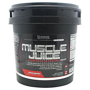 Ultimate Nutrition Muscle Juice Revolution 2600, Lean Muscle Mass Gainer Protein Powder with Glutamine, Whey Protein Isolate for Weight Gain, Time Release Carbohydrates, 11.1 Pounds, Strawberry