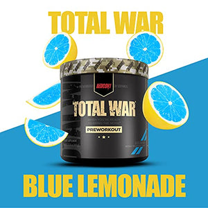 Redcon1 Total War - Pre Workout, 30 Servings, Boost Energy, Increase Endurance and Focus, Beta-Alanine, Caffeine (Blue Lemonade)