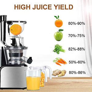 Aobosi Slow Masticating Juicer 83mm(3.15inch) Wide Chute Juice Extractor Cold Press Juicer Machine with Quiet Motor/Reverse Function/Juice Jug and Clean Brush for High Nutrient Fruit & Vegetable Juice