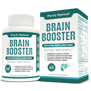 Premium Brain Supplement - Nootropic Brain Booster for Focus, Clarity, Improved Memory, Concentration & Better Mood - Brain Pills w/ Alpha-GPC, Lion’s Mane, Ginkgo Biloba & Bacopa Monnieri - 60 caps