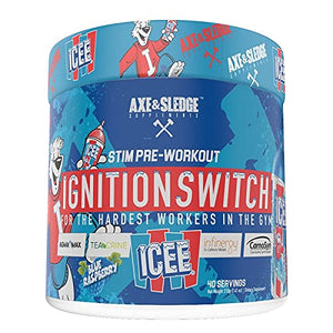 Axe and Sledge Supplements Ignition Switch Stim Pre-Workout-ICEE Blue Raspberry, 40 Servings (Pack of 1)