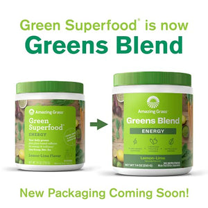 Amazing Grass Green Superfood Energy: Super Greens Powder & Plant Based Caffeine with Green Tea and Flax Seed, Nootropics Support, Lemon Lime, 100 Servings