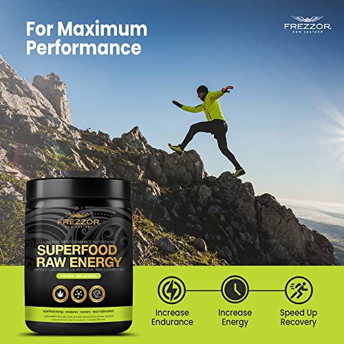 FREZZOR Superfood Raw Energy Powder with UAF1000+, All-Natural Hemp Protein, Energy Packed, Full Spectrum Plant Proteins, Amino Acids & Antioxidants, Prebiotic, Probiotic, 500g, 50 Scoops, 1 Count