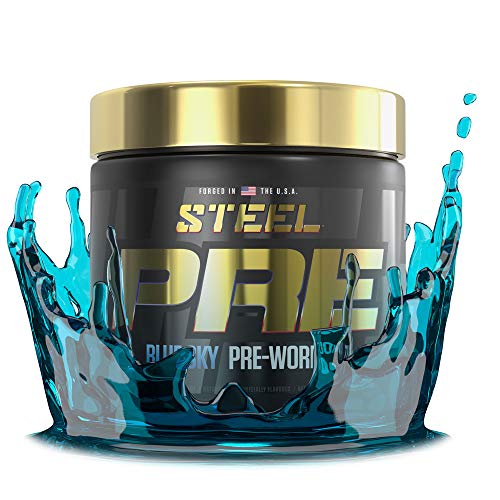 Steel Supplements PRE-Workout| Clean Energy | Intense Focus | PH Balanced Creatine | Antioxidant | Increased Pump | 30 Servings (Blue Sky)