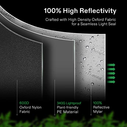 VIVOSUN 48"x24"x60" Grow Tent with Observation Window and Floor Tray, 2x4 FT Mylar hydroponic Tents for Plants