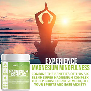 Magnesium Complex Powder by GoBiotix | High Absorption Magnesium Supplement Drink for Sleep Support, Stress Relief, Muscle Relaxation & Recovery | Vegan + Sugar-Free + Non-GMO. Lemon Lime, 60 Servings