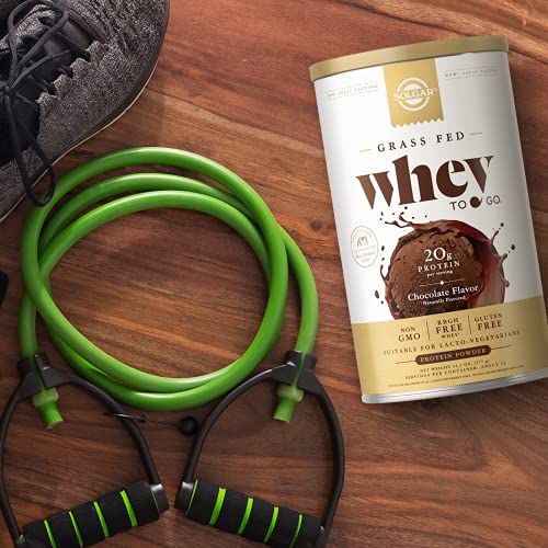 Solgar Grass Fed Whey to Go Protein Powder Chocolate, 13.2 oz - 20g of Grass-Fed Protein from New Zealand cows - Great Tasting & Mixes Easily - Supports Strength & Recovery - Non-GMO, 13 servings