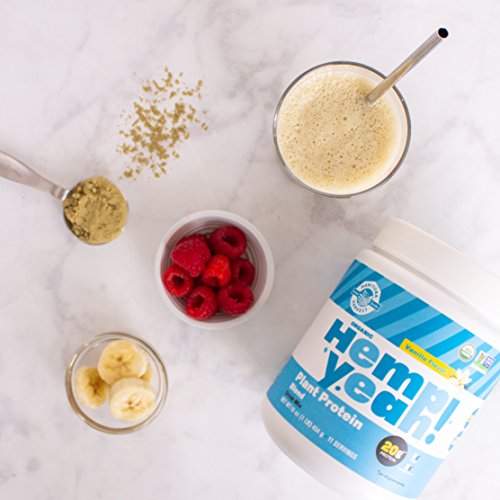 Manitoba Harvest Hemp Yeah! Organic Plant-Based Protein Powder, Vanilla, 16oz; with 20g of Complete Plant Protein (Hemp + Pea), 4g of Fiber & 1.9g Omegas 3&6 Per Serving Per Serving, Non-GMO, Vegan