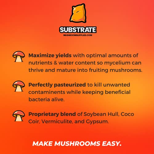 MushroomSupplies.com Mushroom Growing Substrate Bag | Pasteurized Soybean Hull, Vermiculite, Coco Coir & Gypsum | 0.5 Micron Filter Mycobag Grow Kit |Mycology Cultivation Supplies | Monotub Ready