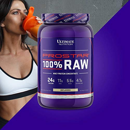 Ultimate Nutrition RAW Whey Protein Concentrate Powder with No Added Ingredients or Flavors – 24 Grams of Protein Per Serving with 5.5 Grams of BCAAs, 4.4 Pounds, Unflavored