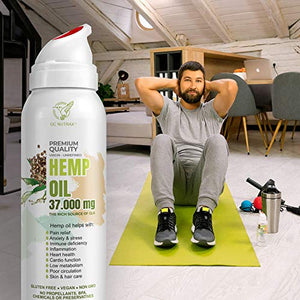 Hemp Seed Oil Extract, 37000mg (2oz) Product of USA for Pain Anxiety, Stress Relief, Sleep Aid–Focus, Mood Improvement, Intake Control Spray Bottle- Supports Intermittent Fasting and Keto/Vegan Diet