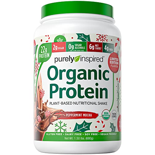 Purely Inspired Plant Based Organic Protein Powder, Vegan for Women & Men, 22 g Per Serving, Pea, Peppermint Mocha, Limited Edition, 17 Servings, 24 Oz
