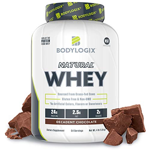 Bodylogix Natural Grass-Fed Whey Protein Powder, NSF Certified, Decadent Chocolate, 4 lb