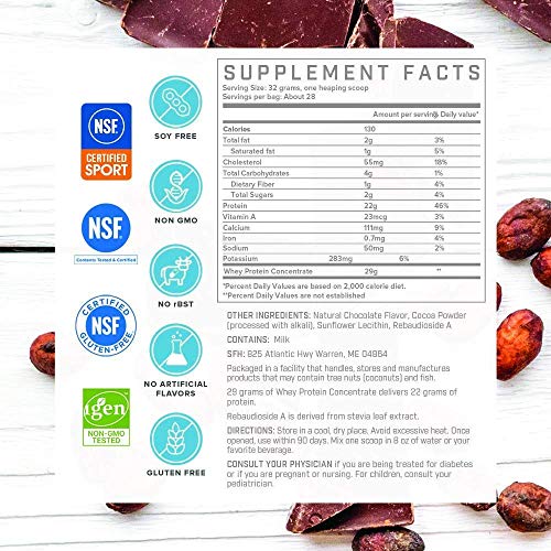 SFH Pure Whey Protein Powder (Chocolate) by SFH | Best Tasting 100% Grass Fed Whey | All Natural | 100% Non-GMO, No Artificials, Soy Free, Gluten Free | (Chocolate, 31.6 Ounce (Pack of 1))