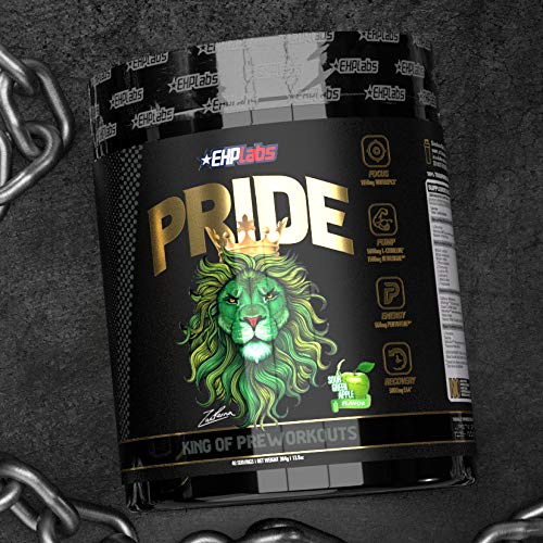 Pride by EHPlabs Pre-Workout Supplement - Energy Booster, Sharp Focus, Epic Pumps & Faster Recovery - 40 Servings (Sour Green Apple)