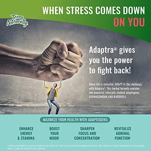 Terry Naturally Adaptra - 60 Capsules - Ashwagandha & Rhodiola Supplement - 60 Servings