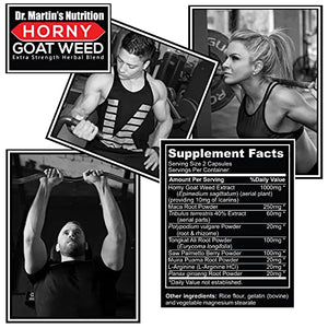 Super Strength 1000mg Horny Goat Weed 120 Capsules with Maca Arginine & Ginseng - Naturally Boost Your Health, Workout Performance, Endurance & Energy, Joint Health for Men & Women (120C)