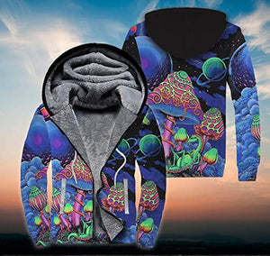 Hippie Night Mushroom Fleece Zip Hoodie All Over Print, All Over Printed Pefect 3D Hoodie, Zip Hoodie 3D, Sweatshirt 3D, T-Shirt 3D, Hoodie 3D Unisex Men Women Gift