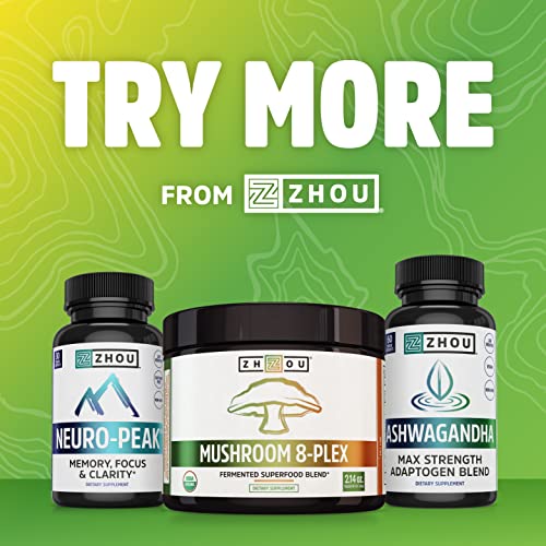 Zhou Energy + Focus | Caffeine with L-Theanine | Focused Energy for Your Mind & Body | #1 Nootropic Stack for Cognitive Performance | 60 VegCaps