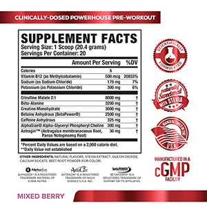 ALTIUS Pre-Workout Supplement - Naturally Sweetened - Clinically Dosed Powerhouse Formulation - Increase Energy & Focus, Enhance Endurance - Boost Strength, Pumps, & Performance - Mixed Berry Blast (14.3 OZ)