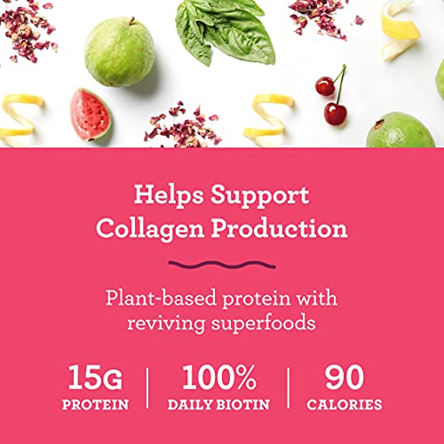 Amazing Grass GLOW Vegan Collagen Support with Biotin, Beet Root & Plant Based Protein Powder, Wild Berry Hibiscus, 15 Servings, 11.6 Ounce (Pack of 1)