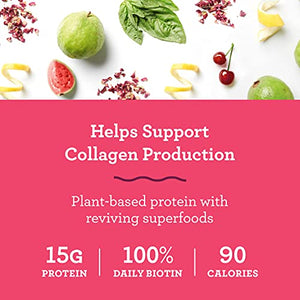 Amazing Grass GLOW Vegan Collagen Support with Biotin, Beet Root & Plant Based Protein Powder, Wild Berry Hibiscus, 15 Servings, 11.6 Ounce (Pack of 1)